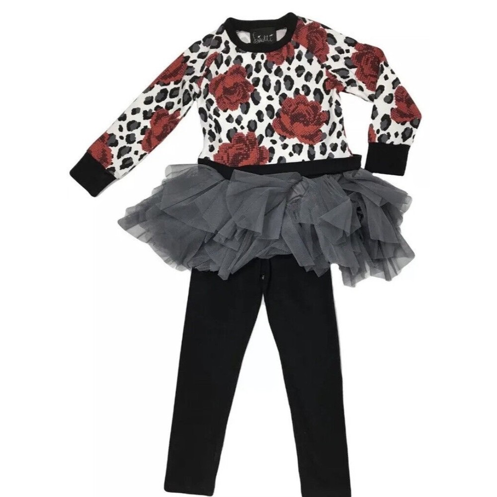 New biscotti 2 pc dress leggings tutu set outfit girls sz 3 - 4 Long Sleeves